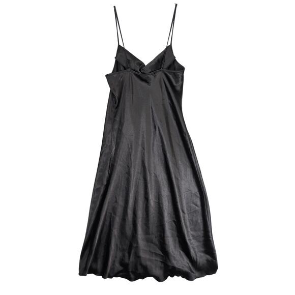 Vtg Y2K Bebe Black Satin Slip Maxi Dress Sz L Spaghetti Straps Babydoll Evening - Picture 2 of 10